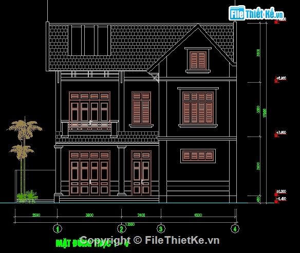 bản vẽ thiết kế biệt thự 2 tầng 8.8x12m,biệt thự 2 tầng,biệt thự 8.8x12m